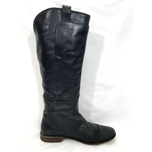 Frye 77535 Tall Knee High Boots Black Leather Sz 9B Preowned (Read Description) - Picture 3 of 16